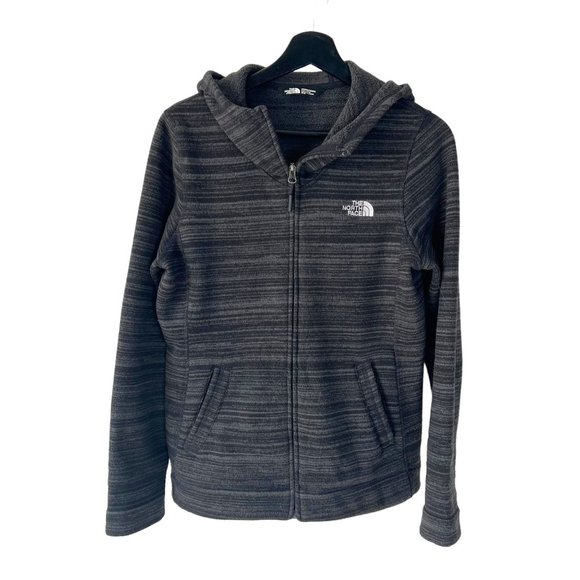 The North Face Jackets & Blazers - The North Face Black Grey Marled Zip Up Hooded Jacket Medium